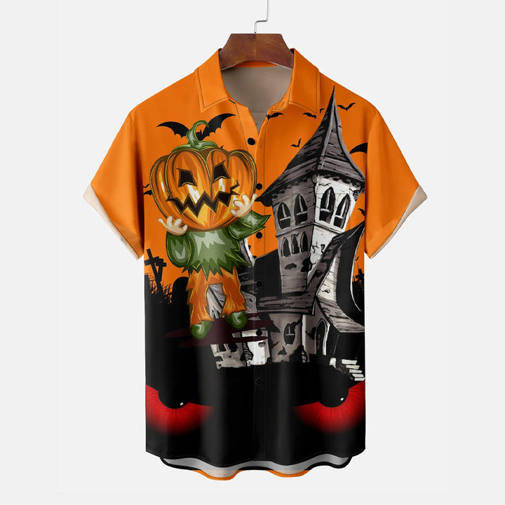 Halloween Ghost Pumpkin Casual Large Size Short Sleeve Shirt