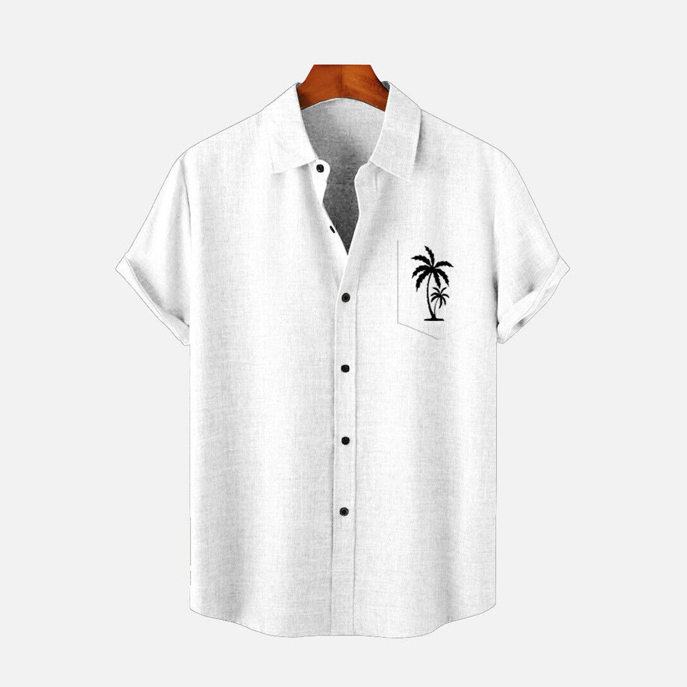 Men's Casual Hawaiian Print Button-Down Short Sleeve Shirt