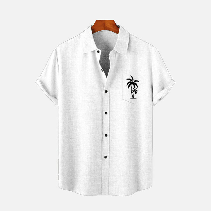 Men's Casual Hawaiian Print Button-Down Short Sleeve Shirt