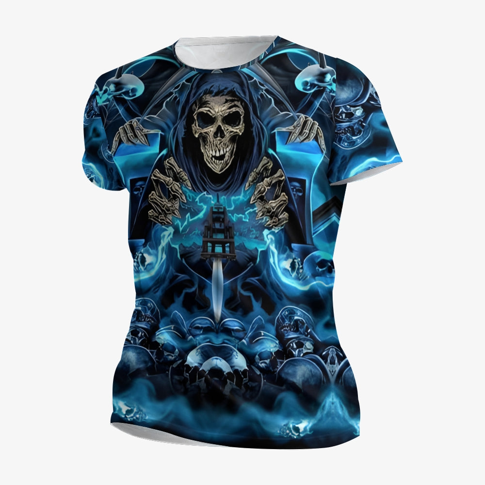 Halloween Skull Print Casual Short Sleeve T-Shirt 2408006920