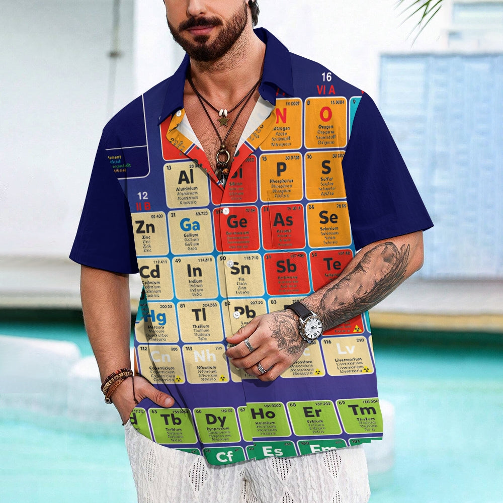 Men's periodic table print short sleeve shirt 2408005741