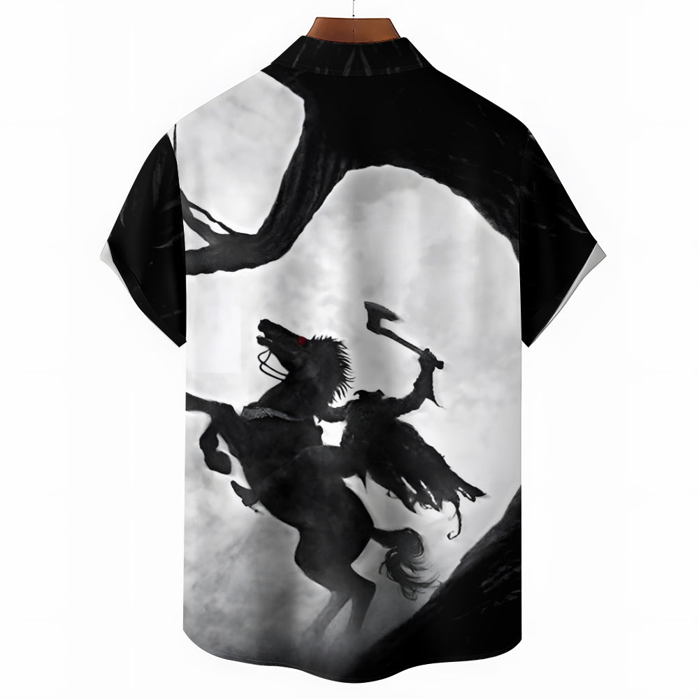 Men's Halloween Headless Horseman Short Sleeve Shirt 2408008312