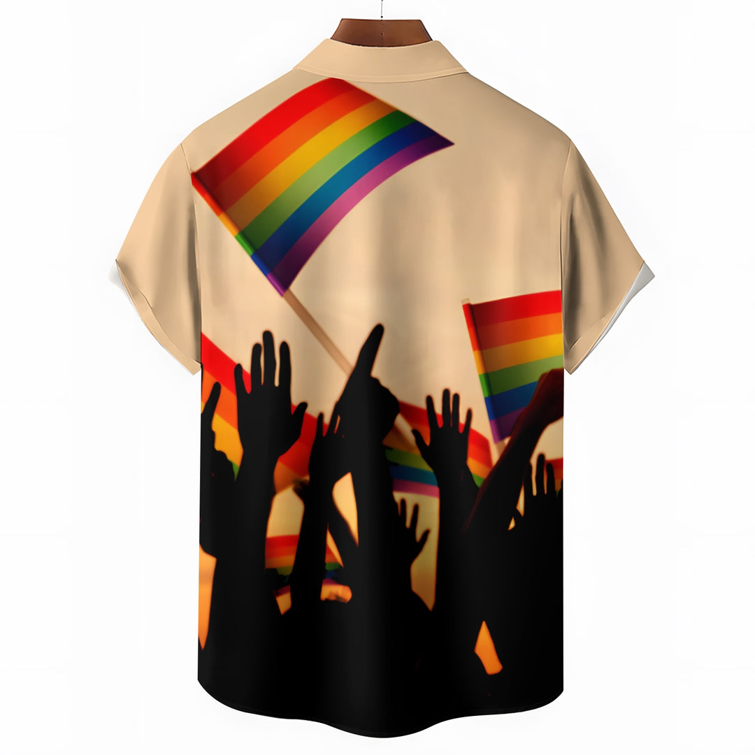 Rainbow Flag Pride Month Casual Short Sleeve Shirt 2404001805