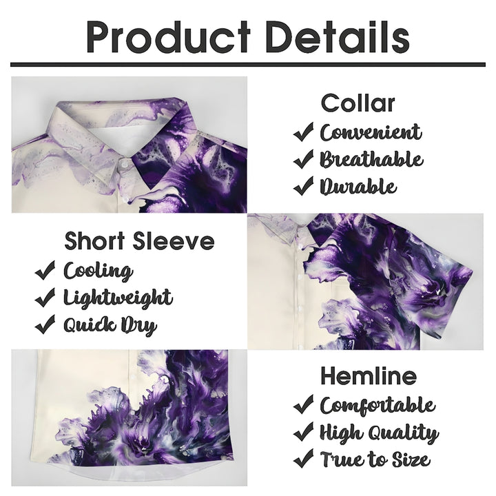 Purple Gradient Texture Art Print Short Sleeve Shirt 2405000465