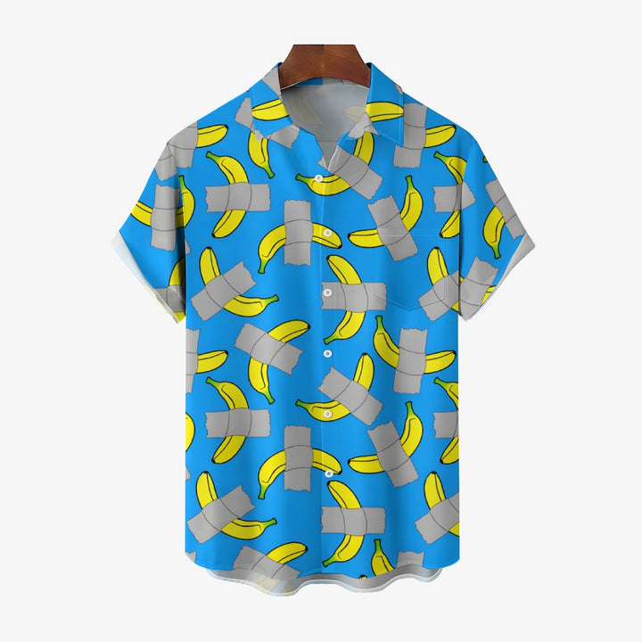 Banana Art Print Casual Short Sleeve Shirt 2408004525