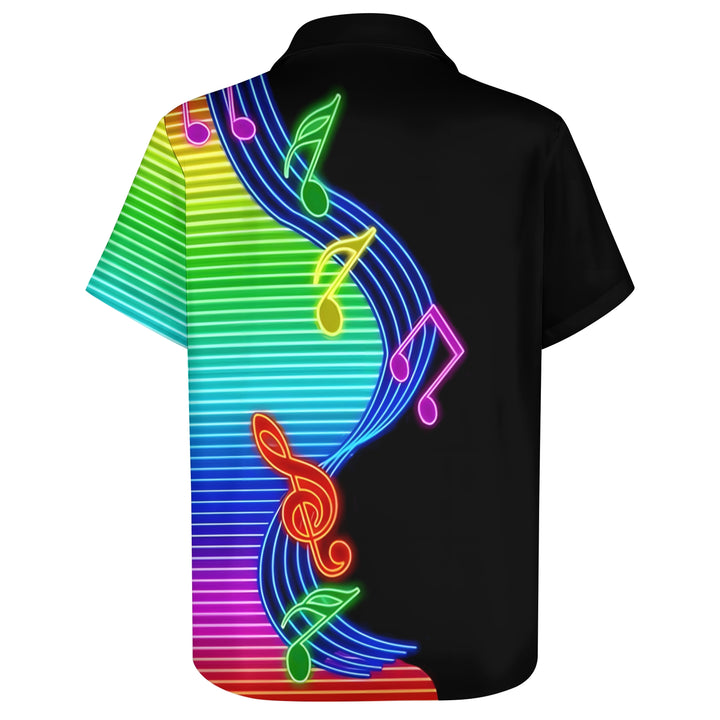 Men's Music Colorful Print Casual Short Sleeve Shirt 2404000645