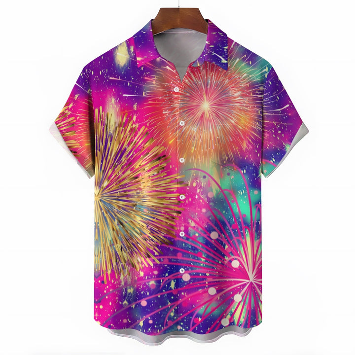 Festive Fireworks Casual Short Sleeve Shirt 2408004501