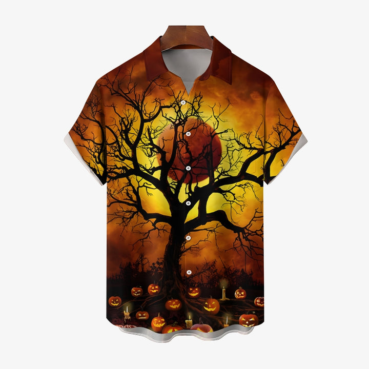 Halloween Ghost Pumpkin Casual Short Sleeve Shirt 2409008965