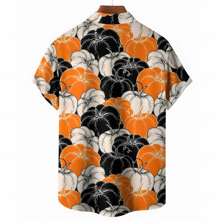 Thanksgiving Pumpkin Casual Short Sleeve Shirt 2409008973