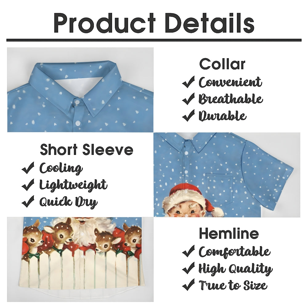 Christmas Santa Claus Print Casual Short Sleeve Shirt 2410006264