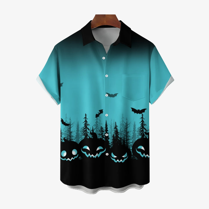 Halloween Ghost Pumpkin Casual Short Sleeve Shirt 2409002250