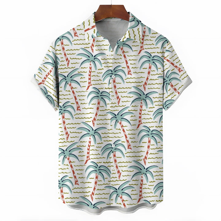 Men's Coconut Wave Print Casual Short Sleeve Shirt 2403000564