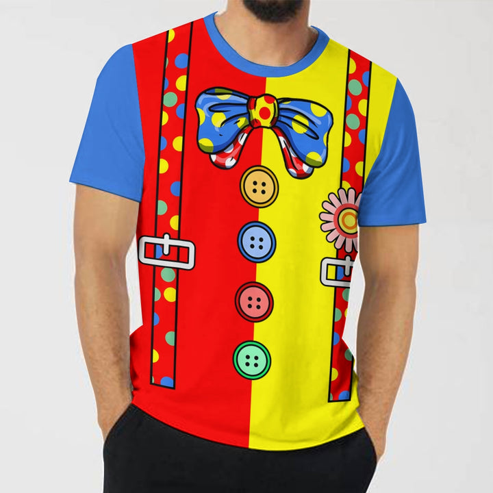 Yellow and Red Clown Strap Short Sleeve T-Shirt