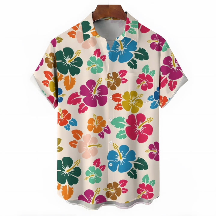 Men's Hawaiian Flowers Casual Short Sleeve Shirt 2404001807