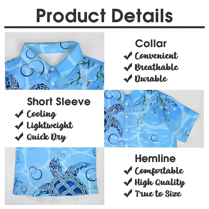 Ocean Turtle Art Print Casual Short Sleeve Shirt 2410005537