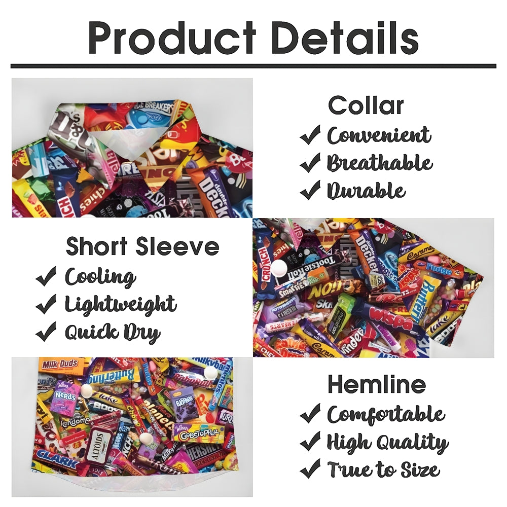 Snack Candy Print Casual Oversized Short Sleeve Shirt 2407003347