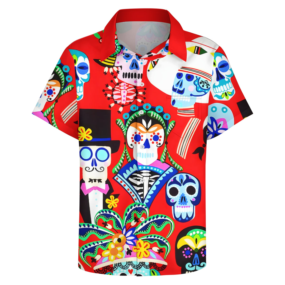 Men's Mexican Culture and Arts Casual Short Sleeve Shirt 2403000923