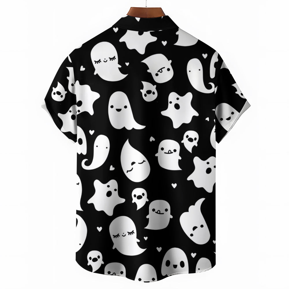 Halloween Ghost Casual Large Size Short Sleeve Shirt 2407004240