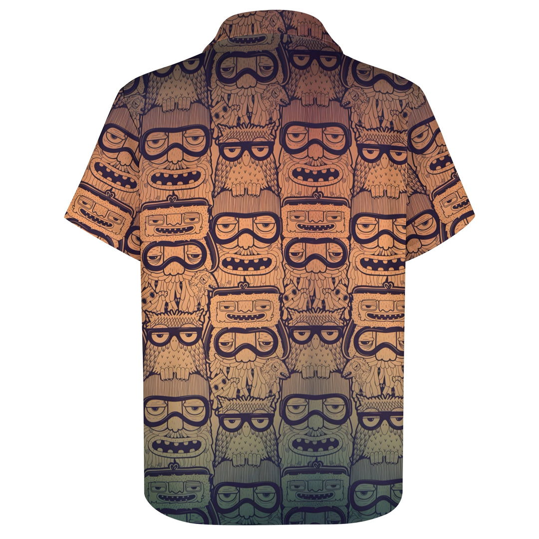 Men's TIKI Art Casual Short Sleeve Shirt 2403000914