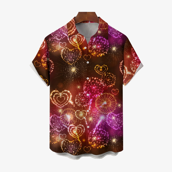 Holiday Love Fireworks Casual Short Sleeve Shirt 2408004489