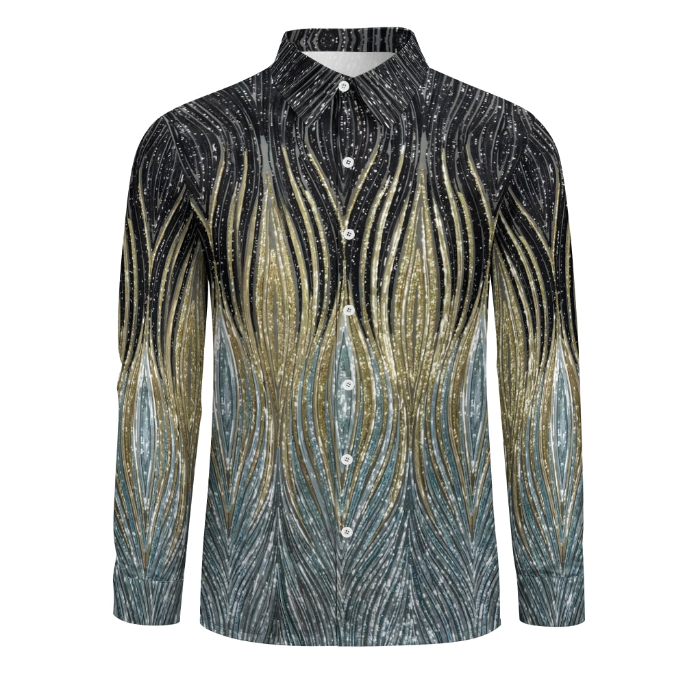 Men's Optical Illusion Silver Gold Outdoor Street Long Sleeve Shirt