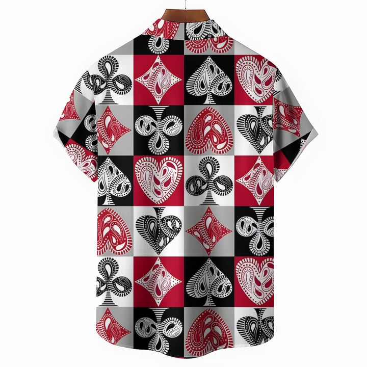 Men's Poker Print Casual Short Sleeve Shirt 2412006439