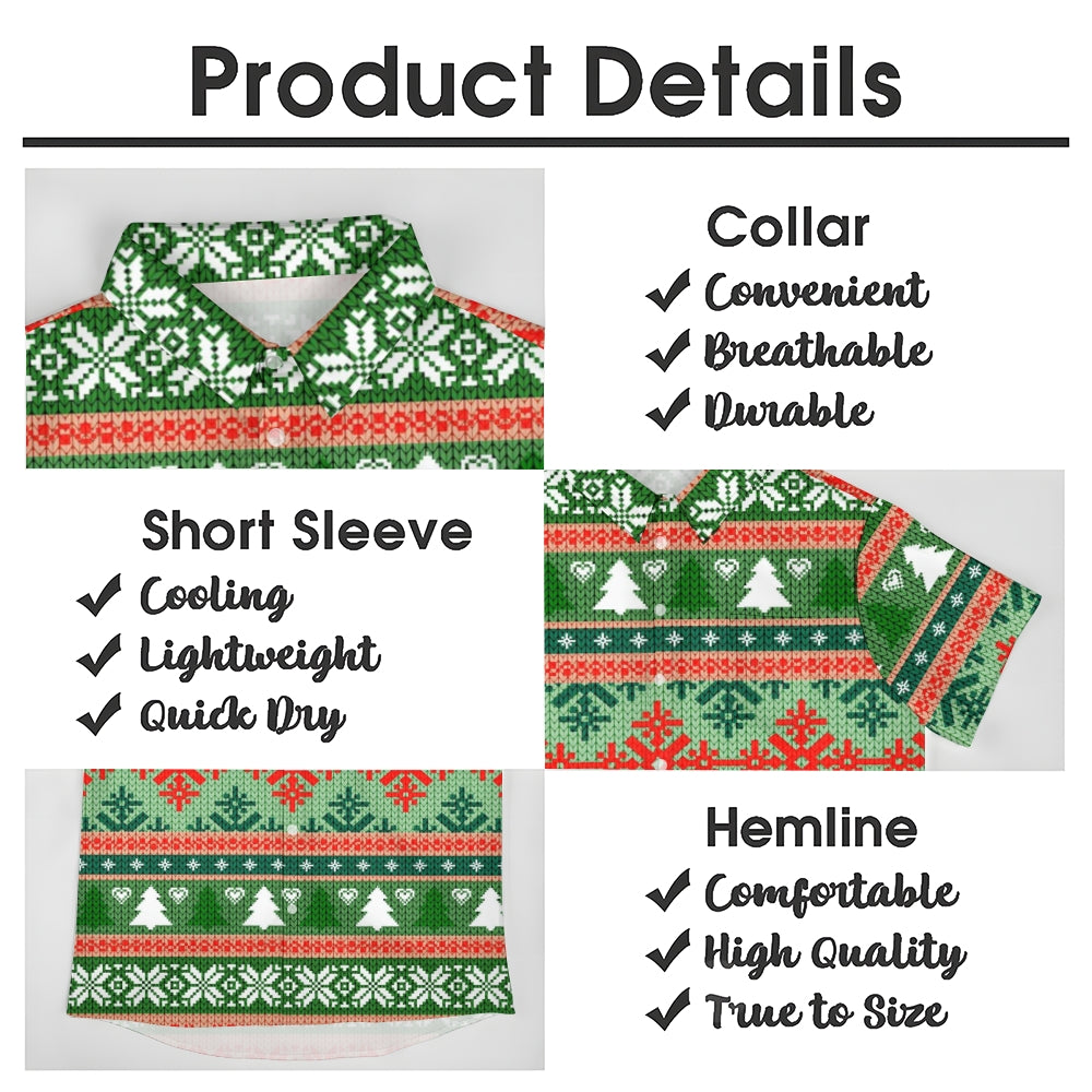 Christmas Decoration Print Casual Short Sleeve Shirt 2410007576