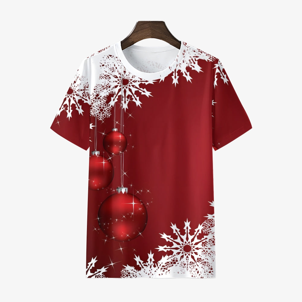 Men's Christmas Trendy Snowflake Graphic Print Short Sleeve T-Shirt