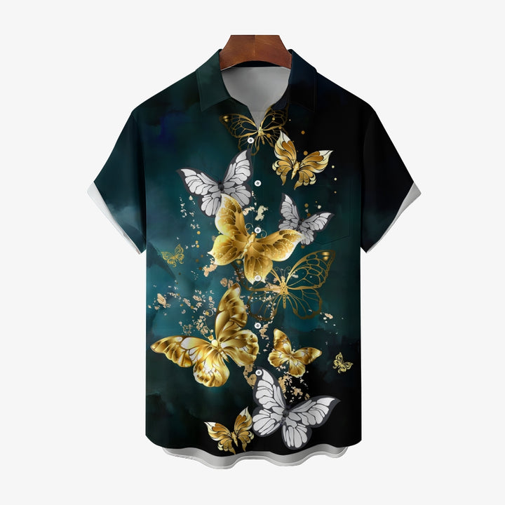 Men's Butterfly Print Casual Short Sleeve Shirt 2501001504