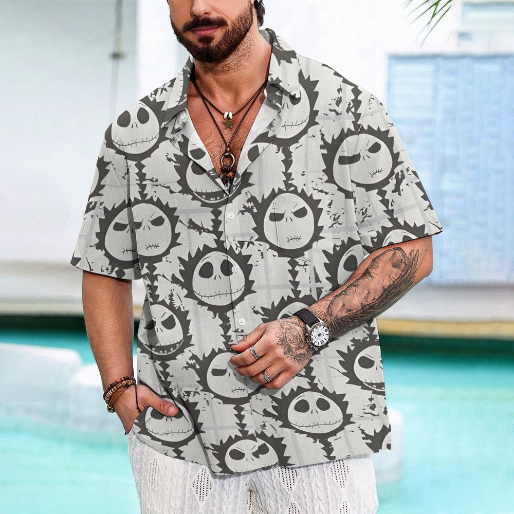 Halloween Cartoon Character Print Casual Oversized Short-Sleeved Shirt 2407004514