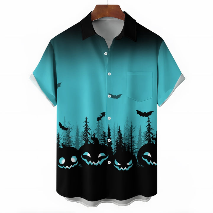 Halloween Ghost Pumpkin Casual Short Sleeve Shirt 2409002250