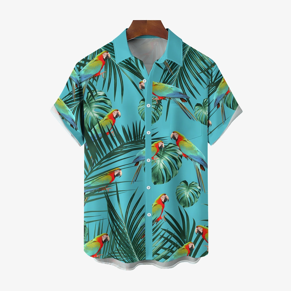 Men's Hawaiian Parrot Print Casual Short Sleeve Shirt 2403000912