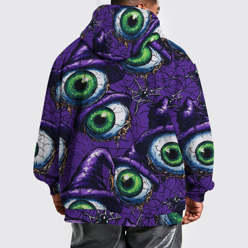 Scary Wizard Eyes Spider Web Plue Size Printed Hoodies 2410001408