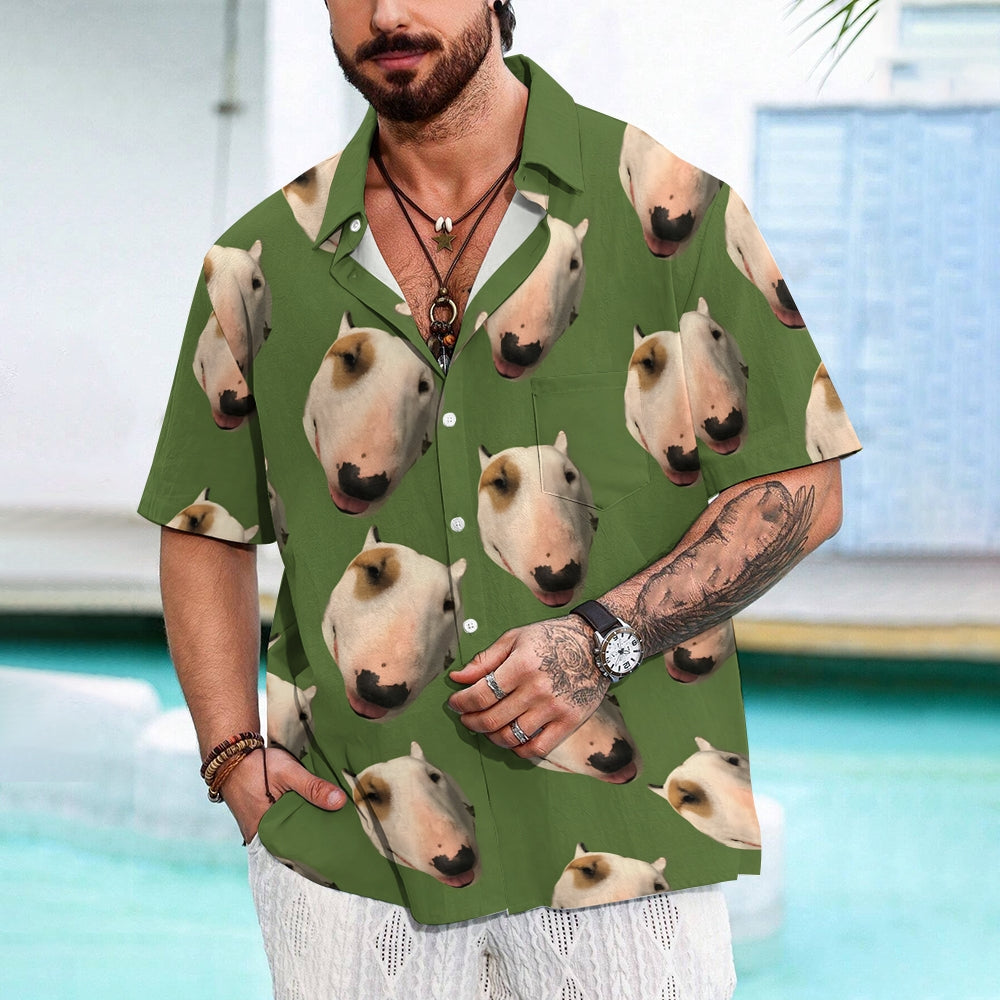 Bull Terrier Print Casual Oversized Short Sleeve Shirt 2407005536