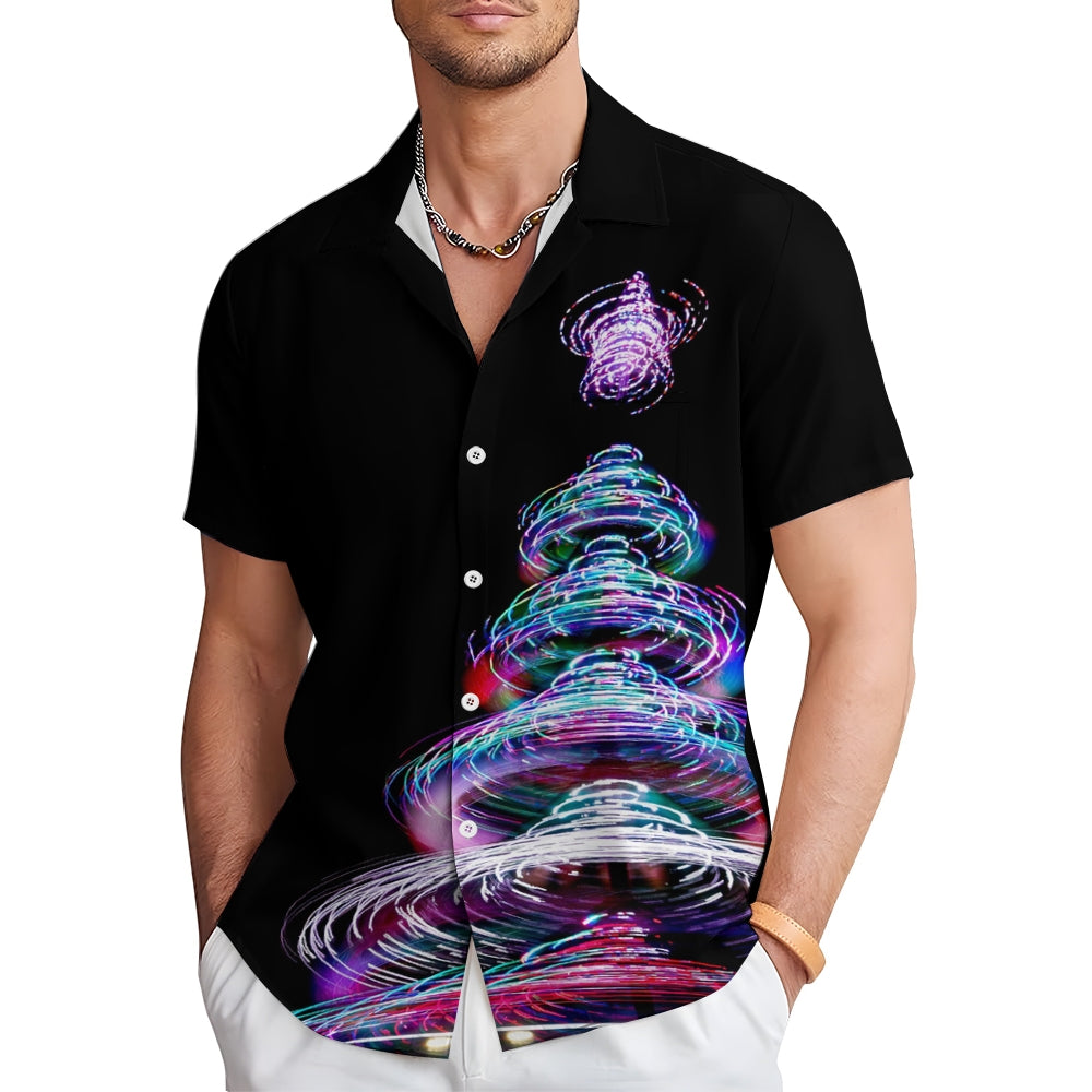 Christmas Tree Lights Casual Short Sleeve Shirt 2409002029