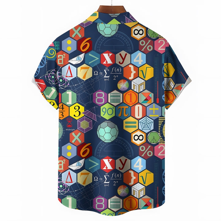 Mathematical Symbols Casual Large Size Short Sleeve Shirt 2407003663