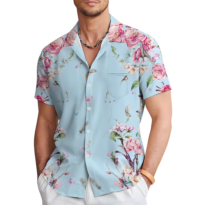 Floral Art Poster Casual Large Size Short Sleeve Shirt 2406000414
