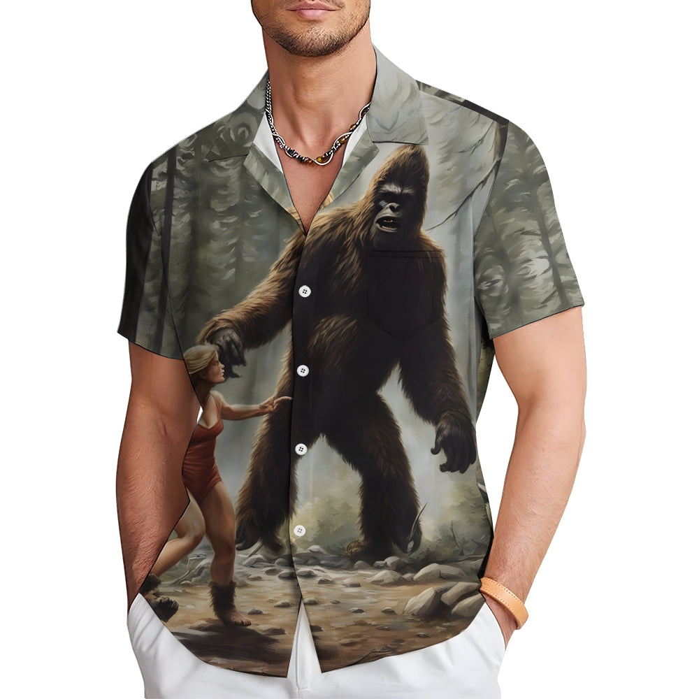 Bigfoot and Girls Casual Short Sleeve Shirt 2408002814