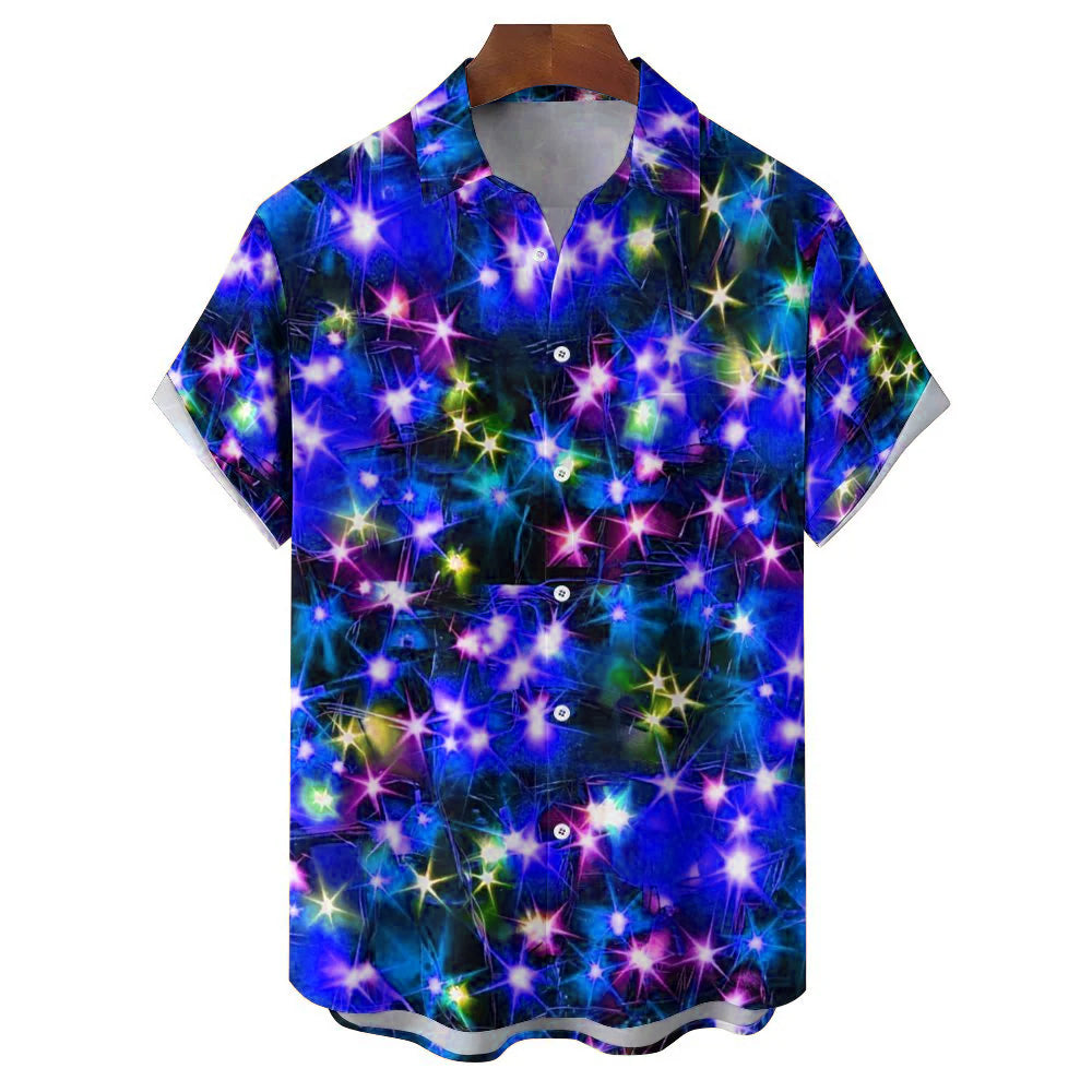 Men's String Light Print Short Sleeve Shirt 2310000675