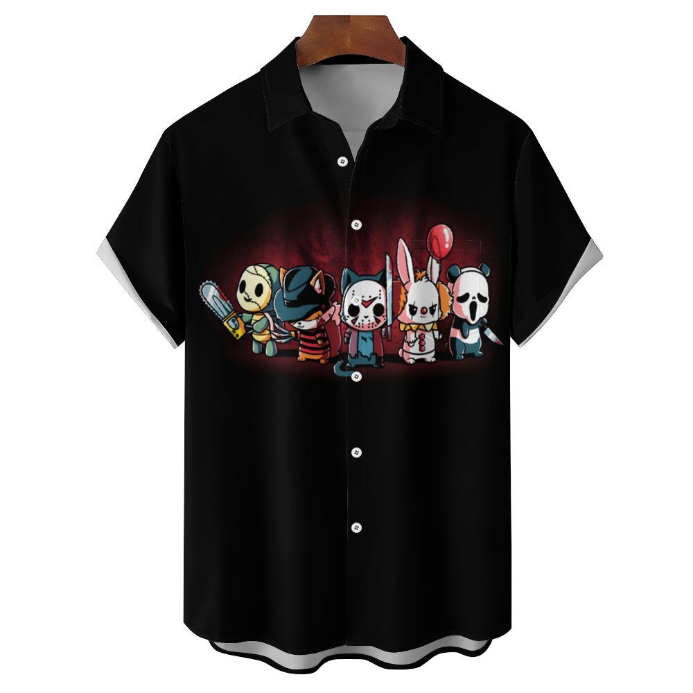 Men's Q Version Horror Character Casual Short Sleeve Shirt 2403000466