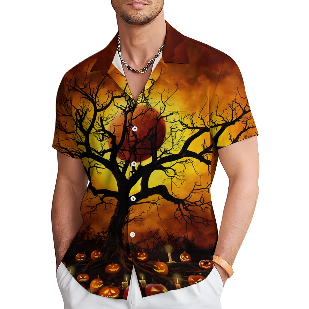 Halloween Ghost Pumpkin Casual Short Sleeve Shirt 2409008965