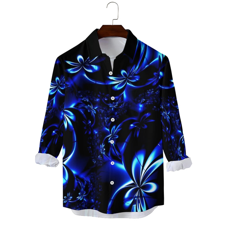 Floral 3D Print Bamboo Linen Long Sleeve Shirt