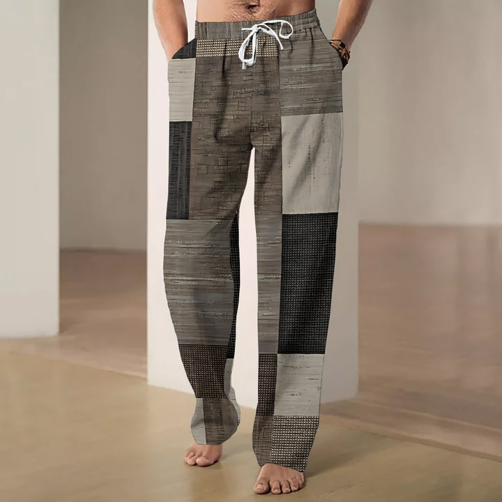 Men's Retro Plaid Color Block Print Pants 2411000944