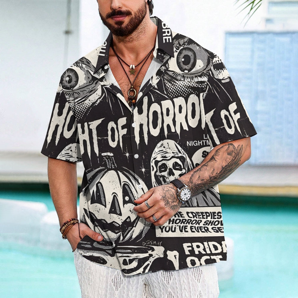 Halloween Horror Print Casual Short Sleeve Shirt 2408002796