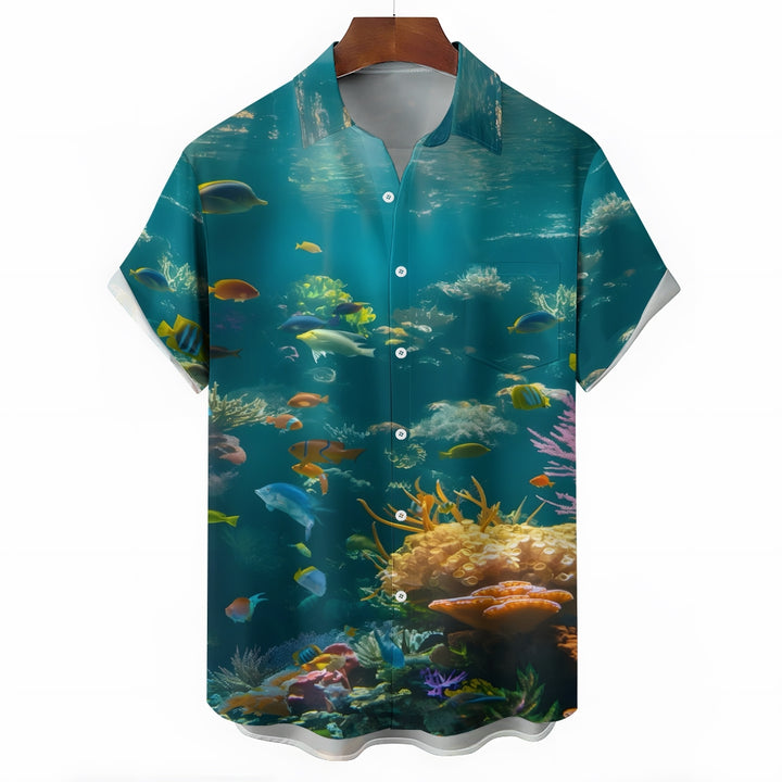 Undersea World Fish Linen Short Sleeve Shirt 2409010069