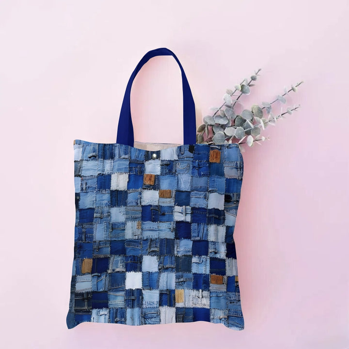 Unisex Geometric Print Fabric Bag with Interior Pocket