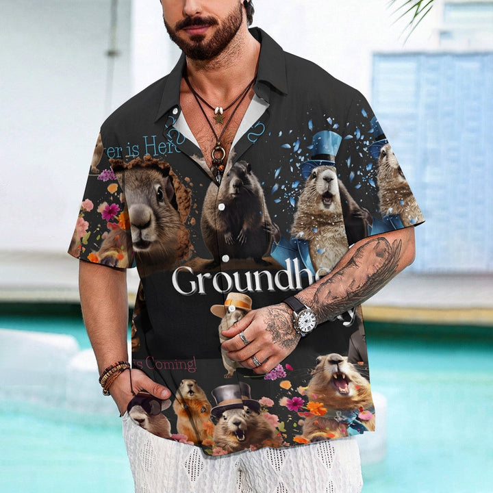 Men's Groundhog Day Casual Short Sleeve Shirt 2412003768