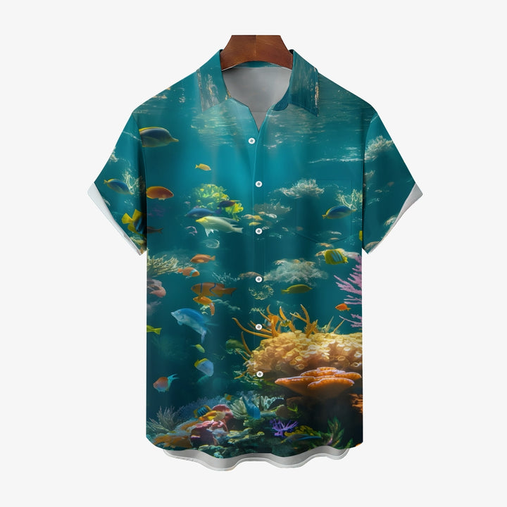 Undersea World Fish Linen Short Sleeve Shirt 2409010069