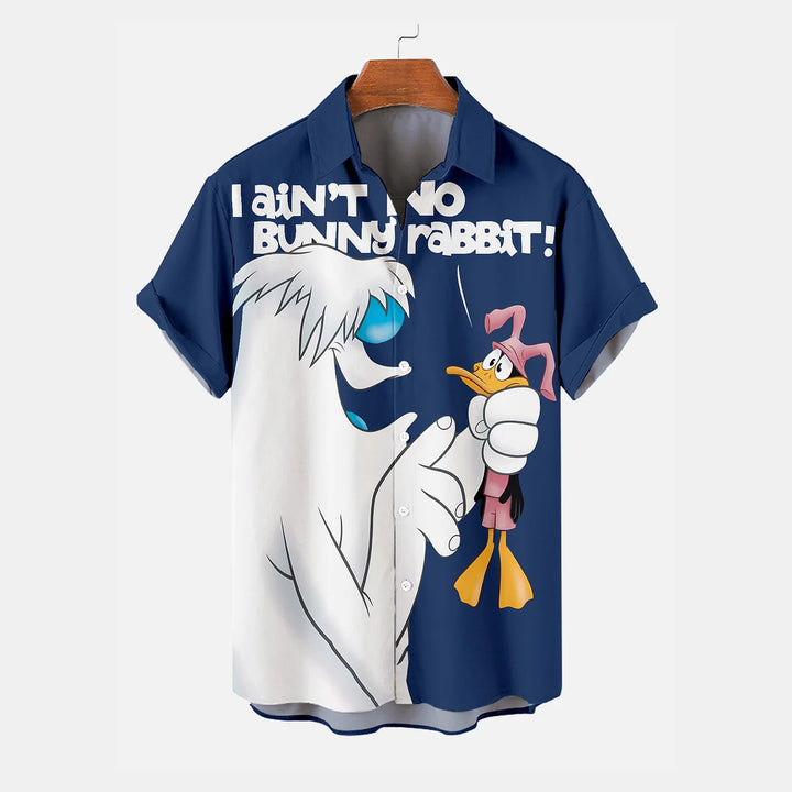 Men's I Ain't No Bunny Cartoon Print Short Sleeve Shirt