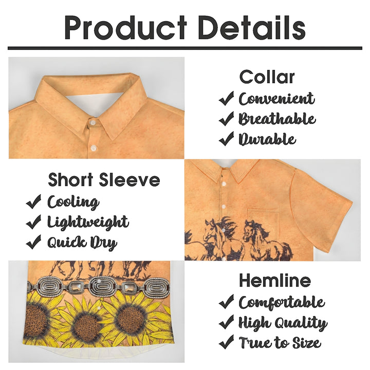 Horses And Sunflowers Decoration Print Casual Shirt 2412008035